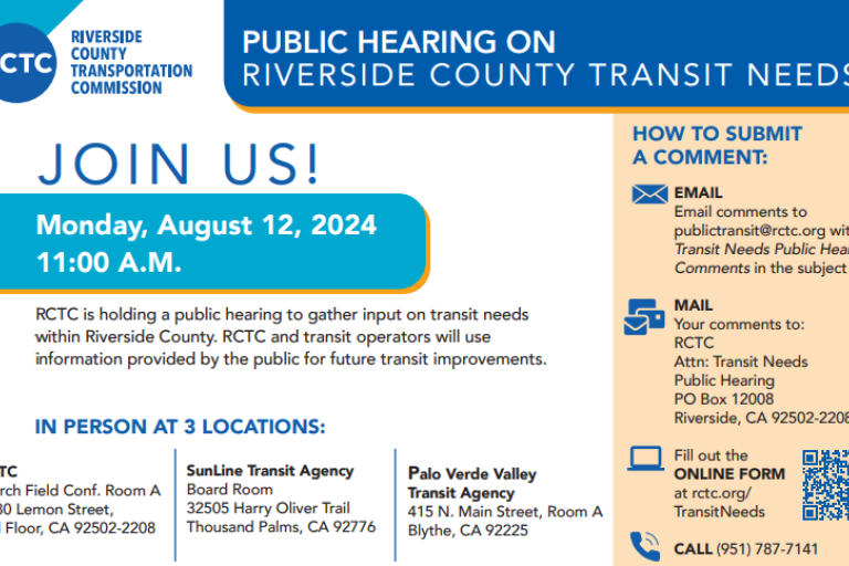 Public Hearing on Riverside County Transit Needs | Supervisor Yxstian ...
